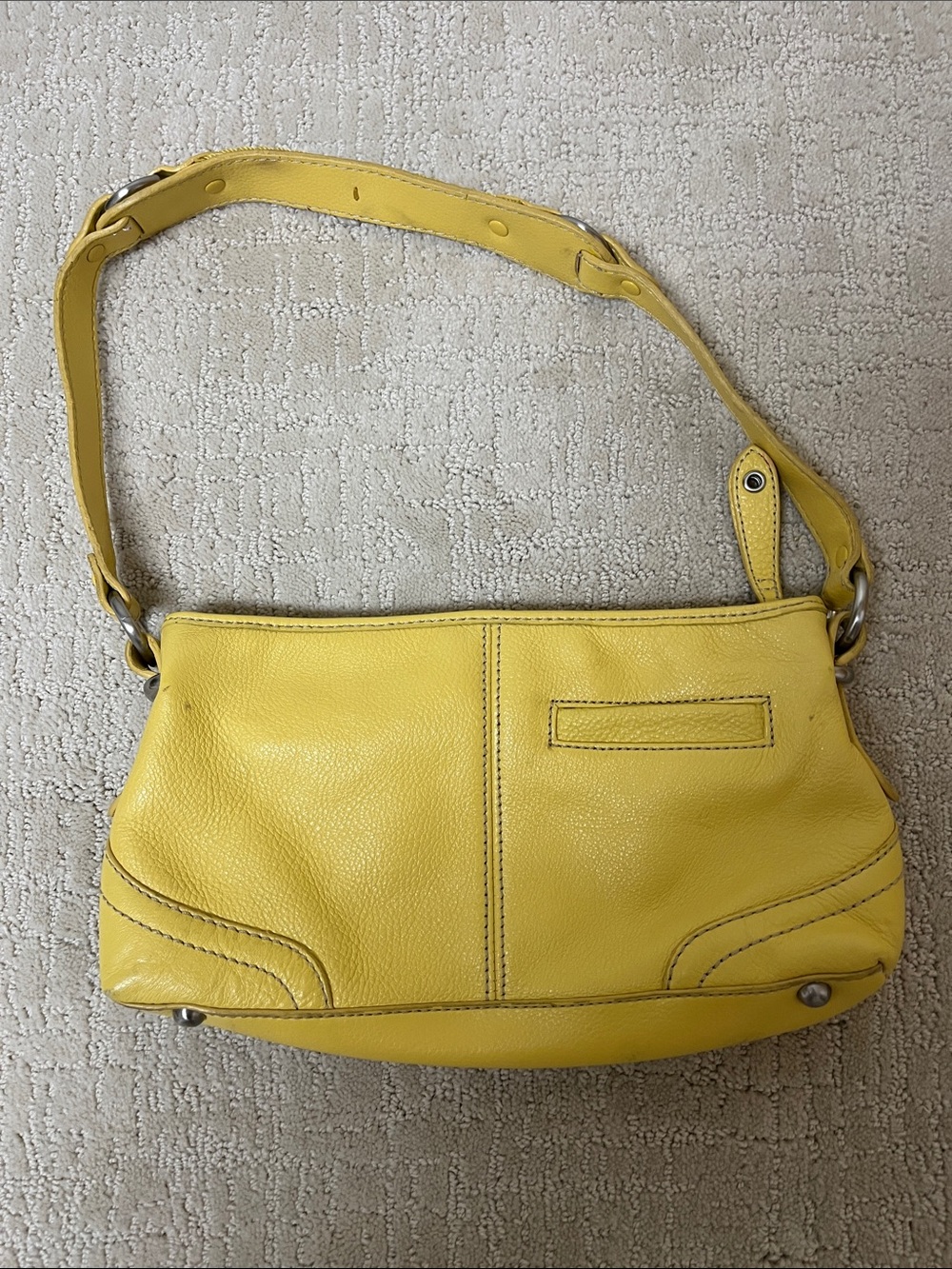 The Sak Yellow Pebbled Leather Shoulder Bag with Silver colored Hardware - Picture 2 of 5